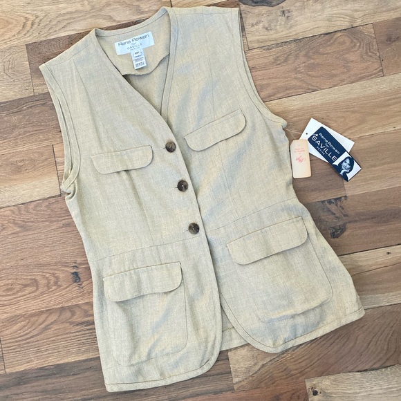 Rena Rowan Saville Petite Jute Key Largo Safari Beige Vest Size 10P - Picture 15 of 17